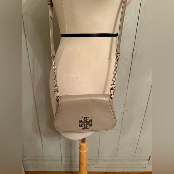 TORY‎ BURCH Britten Mini Crossbody Bag French Gray Silver Hardware Rt-398$ - Picture 4 of 9